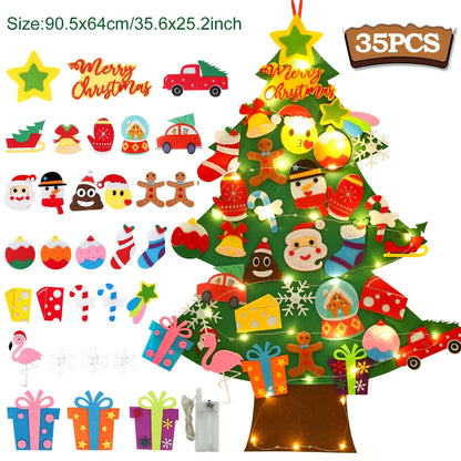 Kids DIY Felt Christmas Tree Merry Christmas Decorations for Home 2023 Christmas Ornaments Navidad 2024 New Year Gifts Xmas Tree