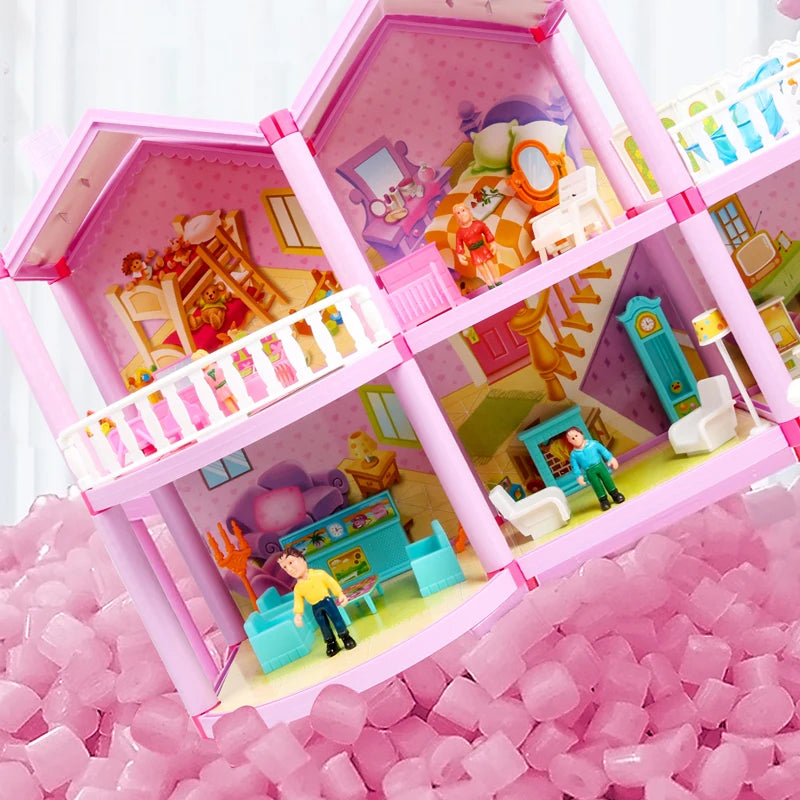 New DIY Family Doll House Dolls Accessories Toy With Miniature Furniture Garage DIY Doll House Casa Toys for Girls Birthday Gift