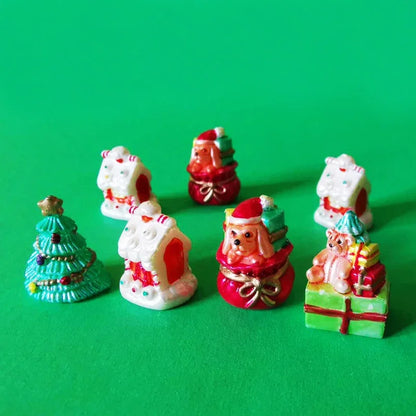 10Pcs/Christmas Decor/Doll House/Miniatures/Cute/Fairy Garden Gnome/Moss Terrarium Decor/Crafts/Bonsai Figurine/Diy Supplies