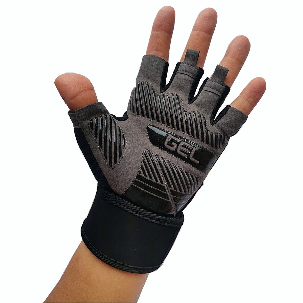 Half Finger Bodybuilding Gym Gloves Weightlifting Dumbbell Training Anti-Slip Fitness Gloves Crossfit Workout Exercise for Man