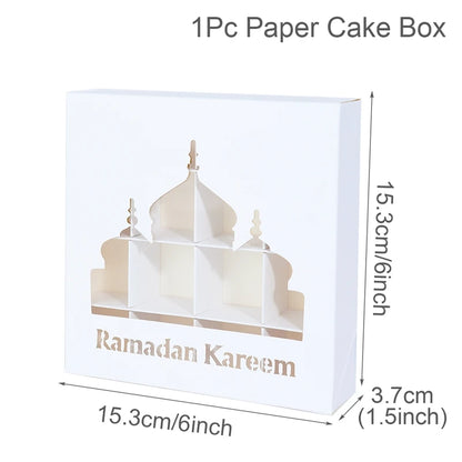 1Pcs Eid Mubarak Gift Box Candy Cake Chocolate Packaging Box Ramadan Kareem Home Decoration 2024 Islamic Muslim Party Supplies