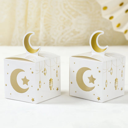 24Pcs Eid Mubarak Candy Gift Box Eid Black White Packaging Box Ramadan Decoration 2024 Islam Muslims Festive Party Supplies