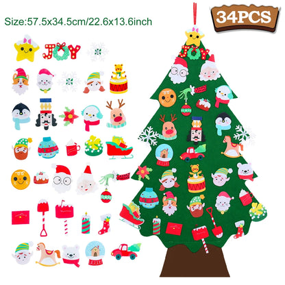 Kids DIY Felt Christmas Tree Merry Christmas Decorations for Home 2023 Christmas Ornaments Navidad 2024 New Year Gifts Xmas Tree
