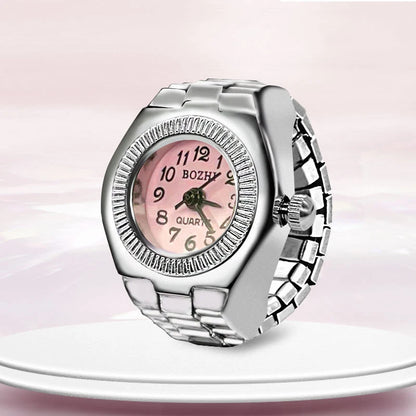 Steel Fun Vintage Punk Quartz Finger Pocket Watch Ring for Women Men Goth Clock Rings Digital Watch Elastic Stretchy Rings Gifts