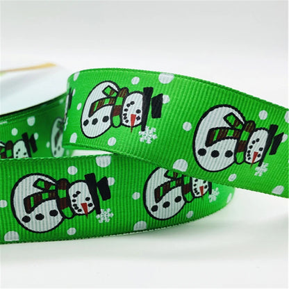 5yards/Lot 25MM Christmas Ribbon Printing Christmas Peripheral Ribbon for Bow Christmas Decoration DIY Gift Wrapping