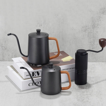 Drip Kettle 350ml 600ml Coffee Tea Pot Non-Stick Coating Food Grade Stainless Steel Gooseneck Drip Kettle Swan Neck Thin Mouth