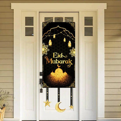 Eid Mubarak Decoration 2024 Hanging Flag Ramadan for Home Door Islamic Muslim Party Decor Ramadan Kareem Banner Eid Al-Fitr Gift
