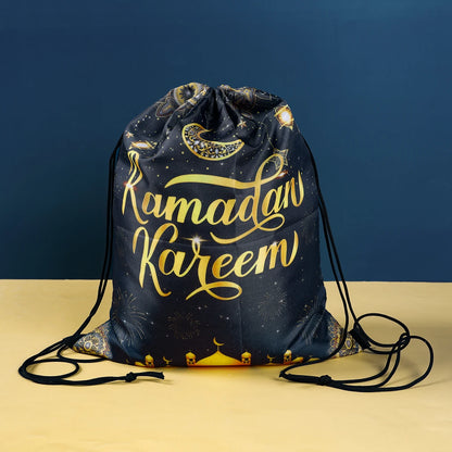 Non-Woven Bag Ramadan Gifts Drawstring School Backpack Cartoon Wild Forest Eid Mubarak Ramadan Kareem Party 2024 Packing Bags