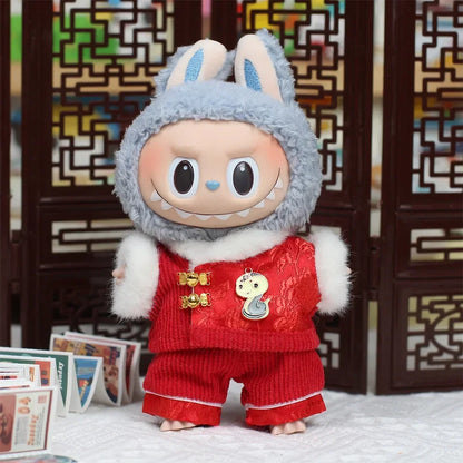 Labubu V1/V2 Doll Accessories Lion Dance Chinese Style New Year Outfit Clothes Set for 17cm Ropa Labubu