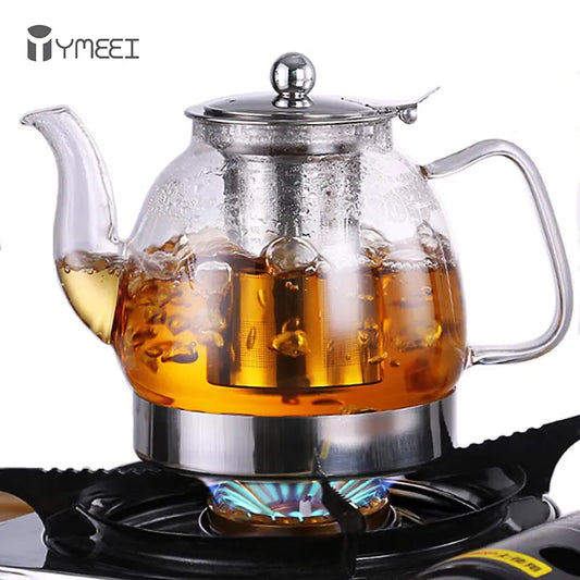 YMEEI 800/1100ml Glass Teapot Gas Stove Induction Cooker Water Kettle Chinese Teapot With Filter Heat Resistant Flower Tea