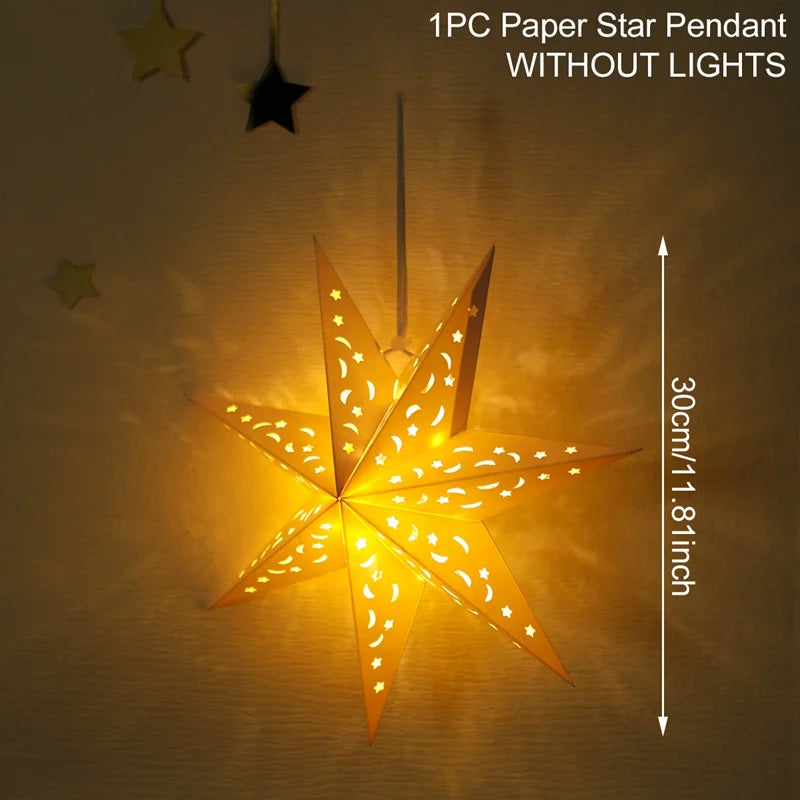 Eid Mubarak Hollow Out Star Hanging Pendant Christmas Ramadan Decor for Home Islam Muslim Party Mubarak Eid Al Adha Kareem