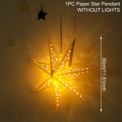 Eid Mubarak Hollow Out Star Hanging Pendant Christmas Ramadan Decor for Home Islam Muslim Party Mubarak Eid Al Adha Kareem