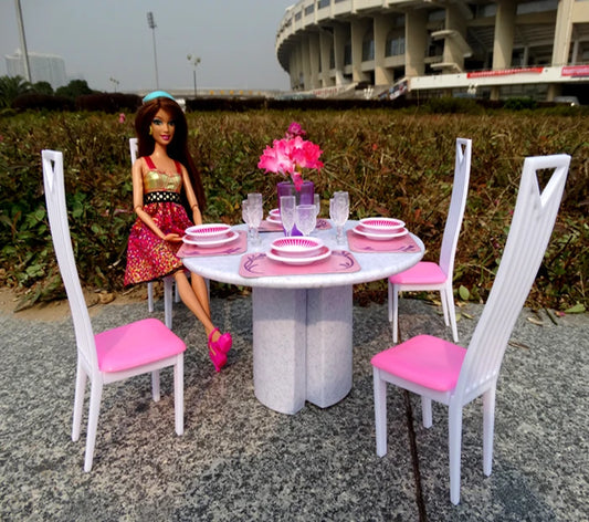 New Style Play Set for Barbie Furniture 1/6 Bjd Bonecas Living Room Tables and Chairs Doll House Accessories Puzzle Toys Baby