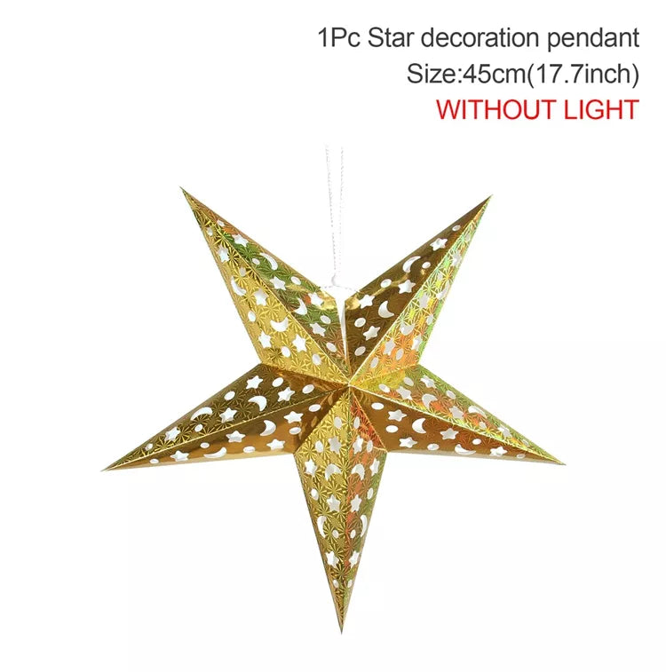 Eid Mubarak Hollow Out Star Hanging Pendant Christmas Ramadan Decor for Home Islam Muslim Party Mubarak Eid Al Adha Kareem