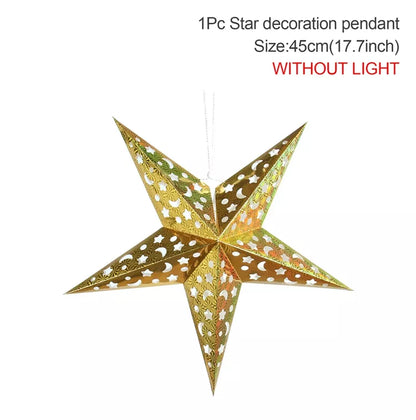 Eid Mubarak Hollow Out Star Hanging Pendant Christmas Ramadan Decor for Home Islam Muslim Party Mubarak Eid Al Adha Kareem