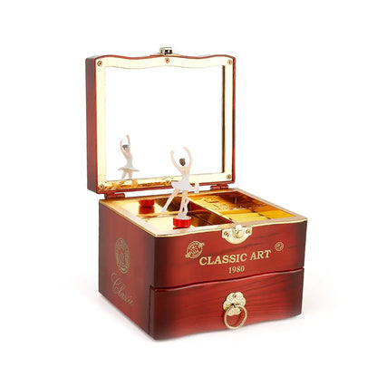 Musical Box With Rotating Dancing Girl Retro Engraved Mini Romantic Jewelry Box Classical Christmas Decoration Christmas Gift