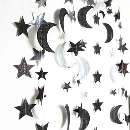 Eid Mubarak Party Decoration 4M Star Moon Shape Paper Garlands Ramadan Decoration Eid Mubarak Decor Blessed Eid Wedding Decor