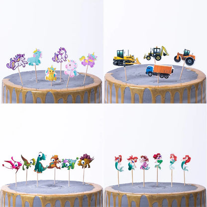 Frozen Anna Elsa Princess Theme Cupcake Picks Animal Cake Toppers Cartoon Cupcake Inserts Card Party Gift for Kid Birthday Decor