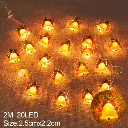 2M 20LED Santa Claus Snowflake LED Light String Christmas Decoration for Home Xmas Tree Ornament 2024 Navidad Kids Gift New Year