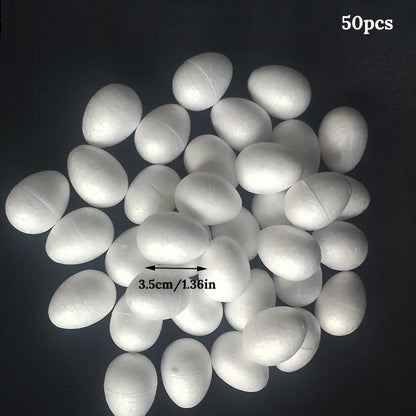 50pcs Easter Decoration Foam Eggs Kids Favors Gifts DIY Painting Modelling Polystyrene Styrofoam Ball Eggs Easter Decor for Home