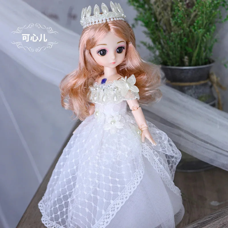 New 30cm BJD Doll Toy for Girls Children Retro Classic Wedding Dress Lolita Noble Rabbit Girl Holiday Birthday Gift Long Hair