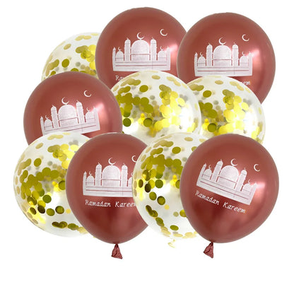 10pcs Eid Mubarak Metal Latex Balloon Ramadan Kareem Decoration Air Globos Ramadan Mubarak Muslim Islamic Festival Party Decor