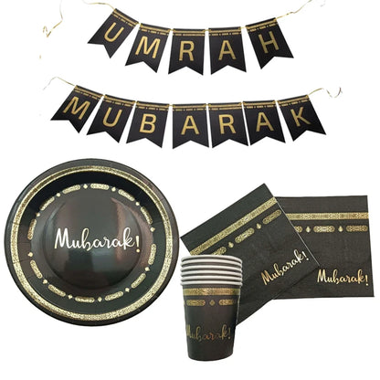 Black Gold Umrah Mubarak Latex Confetti Balloon Eid Mubarak Islamic Muslim Pilgrimage Festival Party Decor  Supplies