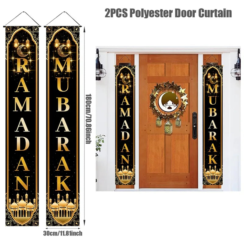 Eid Mubarak Door Banner Ramadan Decoration 2024 for Home Mubarak Ramadan Kareem Islamic Muslim Party Decor  Eid Al Adha Gifts