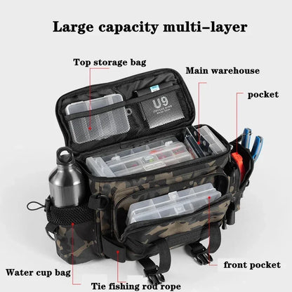 Fishing Tackle Bag Single Shoulder Crossbody Tactical Bags Men Waist Pack Fish Lures Gear Utility Storage Fishing Box Chest Bag