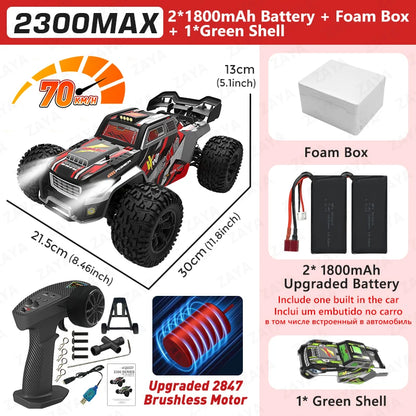 1:16 70km/H or 50km/H 4WD RC Car With LED Remote Control Cars High Speed Drift Monster 4x4 Truck for Kids Toy 2300PRO 2300MAX