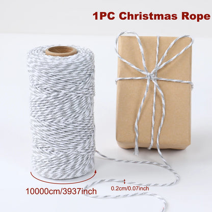 Christmas Wrapping String Rope Merry Christmas Decoration for Home 2024 Navidad Natal Noel Gift Box Packaging Rope New Year 2025
