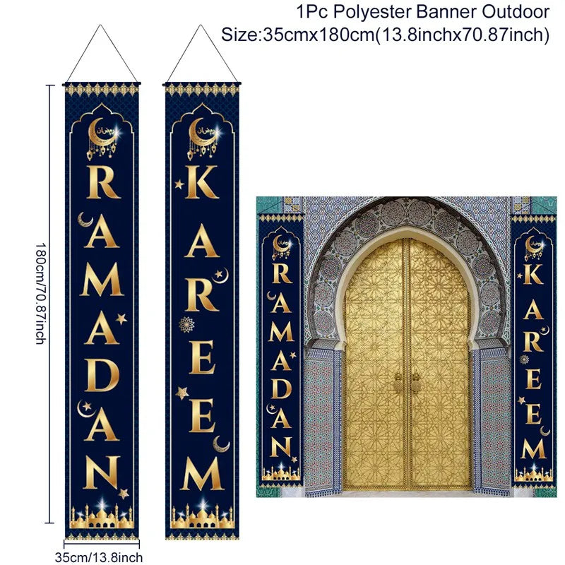 Eid Mubarak Door Banner Ramadan Decoration 2024 for Home Mubarak Ramadan Kareem Islamic Muslim Party Decor  Eid Al Adha Gifts