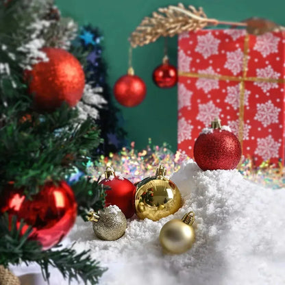 24/Pcs 8CM Christmas Ball Ornaments Set Painted Plastics Christmas Tree Pendant Decoration Christmas Decoration Accessories