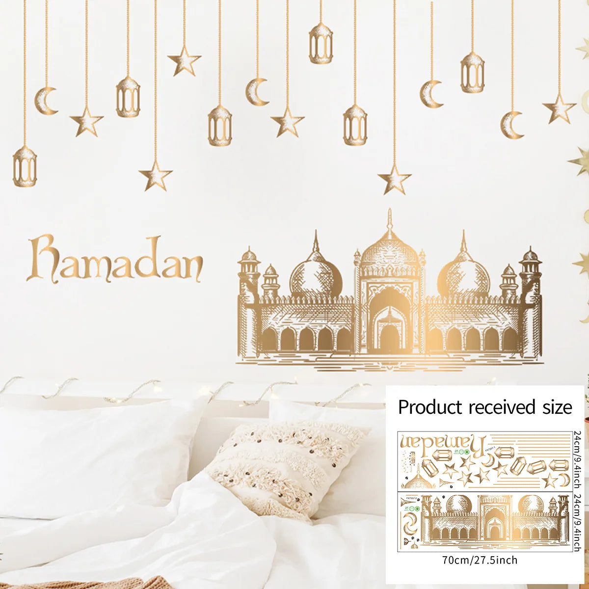 Eid Mubarak 2024 Wall Stickers Ramadan Decorations for Home Islamic Ramadan Kareem Muslim Party Decor Eid Mubarak Gifts Al Adha