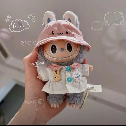 17cm Mini Plush Doll'S Clothes Outfit Accessories for Labubu Clothes Time to Chill Doll Clothes