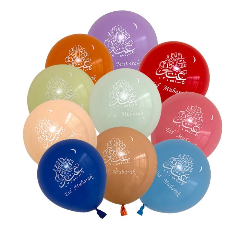 10pcs Eid Mubarak Metal Latex Balloon Ramadan Kareem Decoration Air Globos Ramadan Mubarak Muslim Islamic Festival Party Decor
