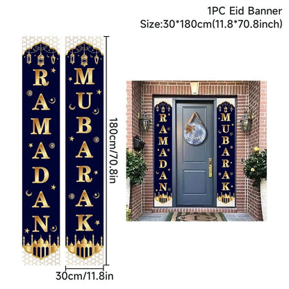 Eid Mubarak Door Banner Ramadan Decoration 2024 for Home Mubarak Ramadan Kareem Islamic Muslim Party Decor  Eid Al Adha Gifts
