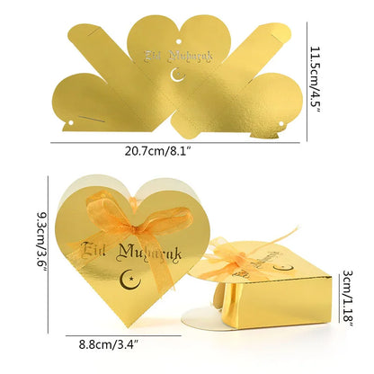 10pcs Eid Mubarak Candy Box Ramadan Kareem Favors Gift Packaging Bags Decor Home Islamic Muslim Event Party Eid Al-Fitr Decor 7