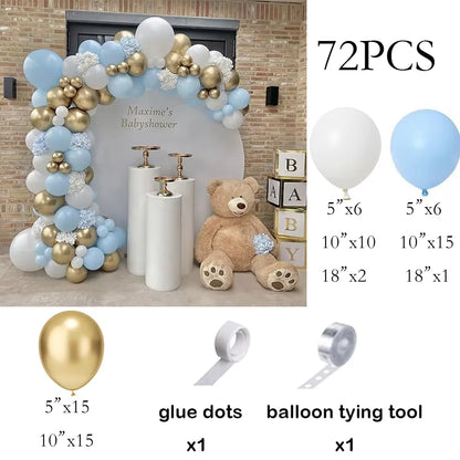 115pcs Baby Blue Balloons Garland Birthday Party Decor Balloon Arch Kit Skin Khaki Globos Baby Shower Gender Reveal Decoration