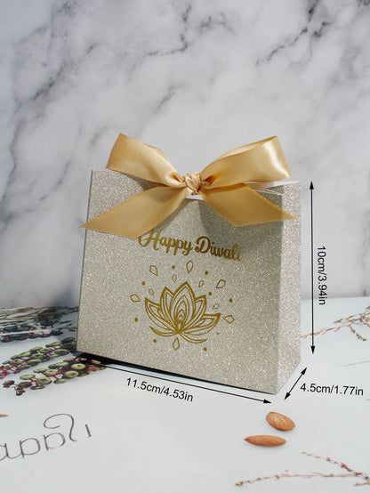 10/20/50pcs Indian Diwali Candy Box, Halloween, Glitter Powder，silver Powder， Three Exquisite Styles of Ribbon Packaging