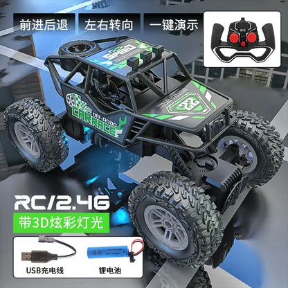 Remote Control Car With Colorful Flashing Lights, Rubber Wheels, Off-Road Toy Car Suitable for Christmas Children's Gifts