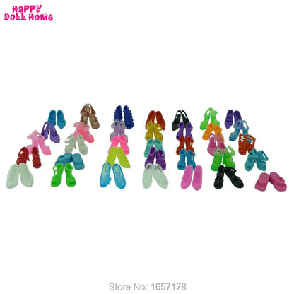 12 Pairs Mixed Doll Shoes Fashion Colorful Cute High Heels Sandals Clothes Accessories for Barbie Doll Dress Prop Girl Baby Toys