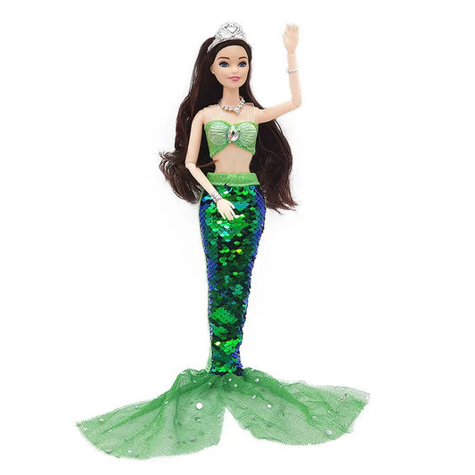 11 Inch Mermaid Doll Full Set Multi Joints Movable 30cm Height Doll With Sequin Skirt Suit Girls Dress Up Toys