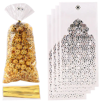 25/50pcs Eid Mubarak Gift Bags Plastic Candy Cookie Bag Ramadan Kareem Decoration 2024 Islamic Muslim Party Supplies Eid Gifts