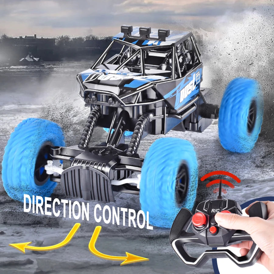 Remote Control Car With Colorful Flashing Lights, Rubber Wheels, Off-Road Toy Car Suitable for Christmas Children's Gifts