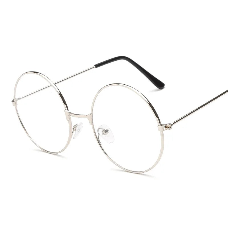 2019 New Fashion Simple Unisex Round Plain Glasses for Men Women Metal Frame Glasses for Wedding Party