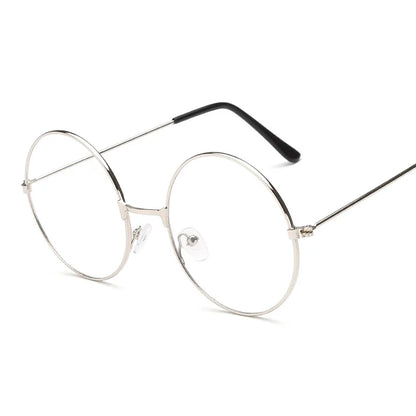 2019 New Fashion Simple Unisex Round Plain Glasses for Men Women Metal Frame Glasses for Wedding Party