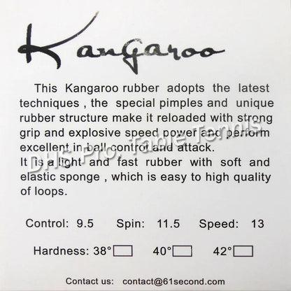 61second Kangaroo Pips-In Table Tennis Rubber With White Sponge