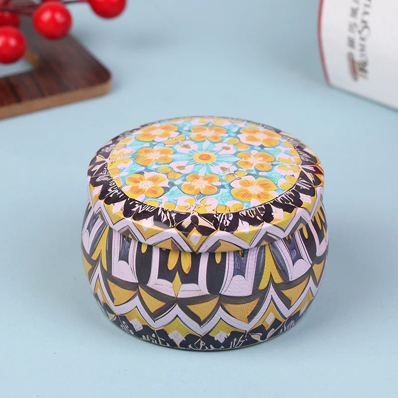 1PC Vintage Candle Tin Can Candy Cookie Storage Box Dry Spice Storage Jar Suitable DIY Candle Cosmetic Ointment Making Christmas