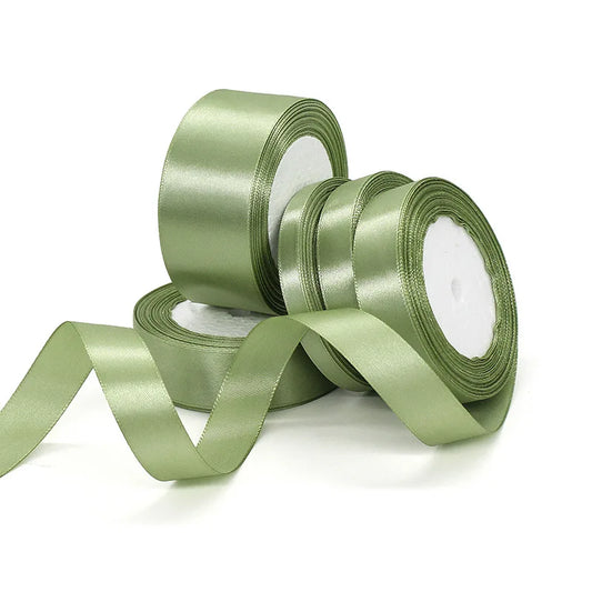25yards/Roll Satin Ribbons Matcha Green 10/15/20/25/40/50mm for Wedding Christmas Home Decorate Handmade Gift  Wrapping Supplies